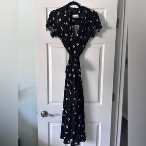 Urban Outfitters Black Floral Wrap Dress Small